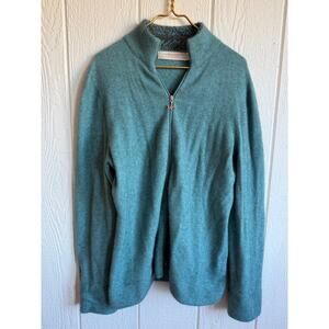 Merinomink New Zealand Merino Wool & Possum Fur Zip Cardigan Teal XL